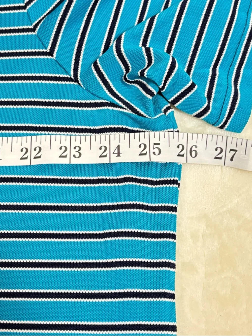Ralph Lauren RLX Men's Blue Striped Golf Polo with Navy and White Accents SZ-XL